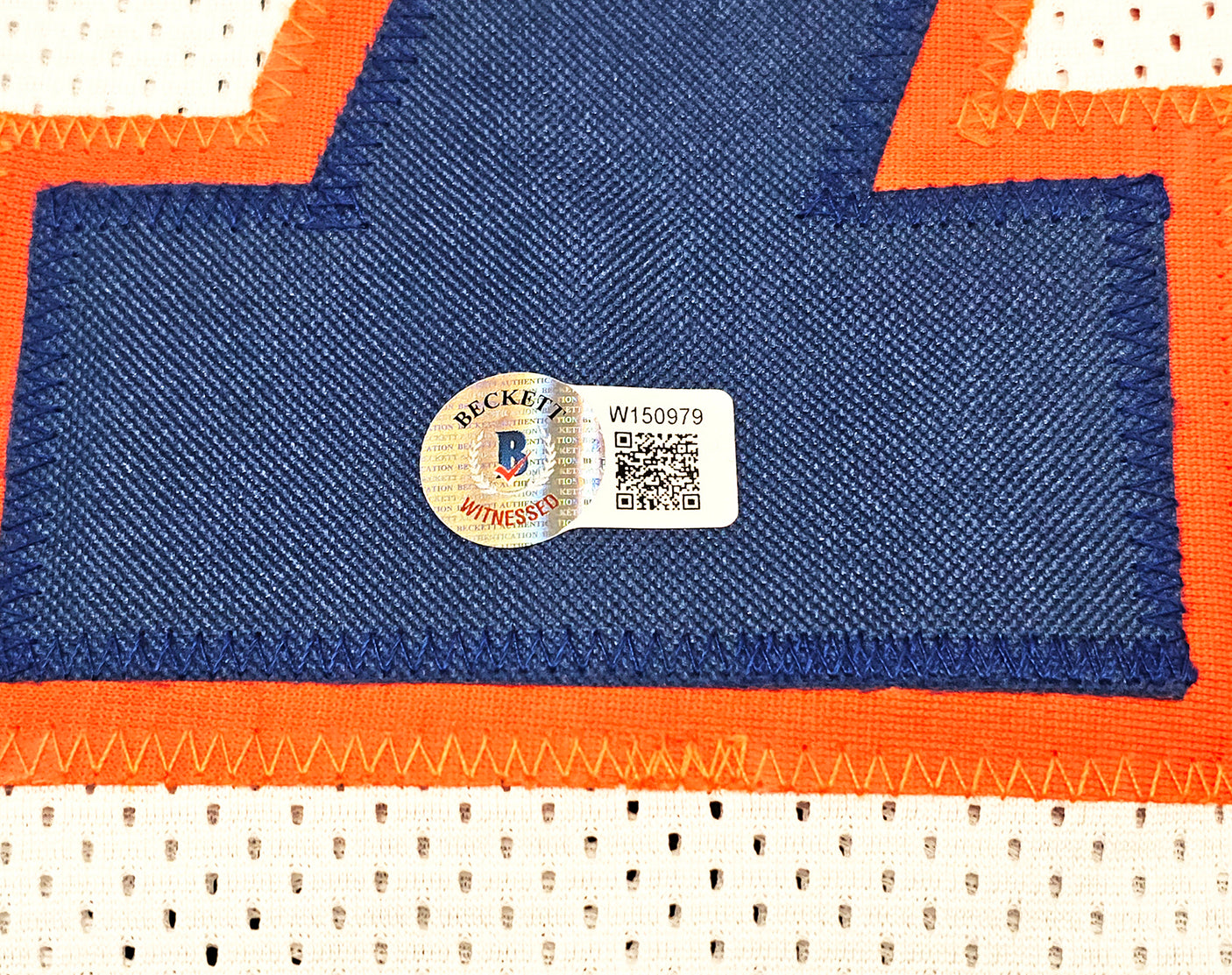 Denver Broncos John Elway Autographed White Jersey Beckett BAS Witness Stock #220369