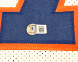 Denver Broncos John Elway Autographed White Jersey Beckett BAS Witness Stock #220369