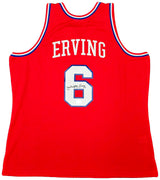 Philadelphia 76ers Julius "Dr. J" Erving Autographed Red Authentic Mitchell & Ness 1982-83 HWC Swingman Jersey Size XXL Beckett BAS Witness Stock #220408