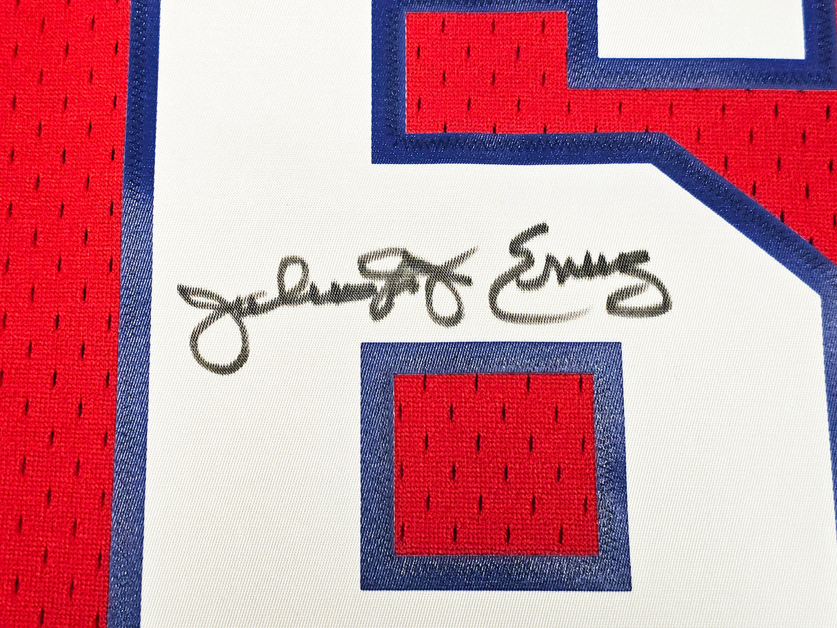 Philadelphia 76ers Julius "Dr. J" Erving Autographed Red Authentic Mitchell & Ness 1982-83 HWC Swingman Jersey Size XXL Beckett BAS Witness Stock #220408