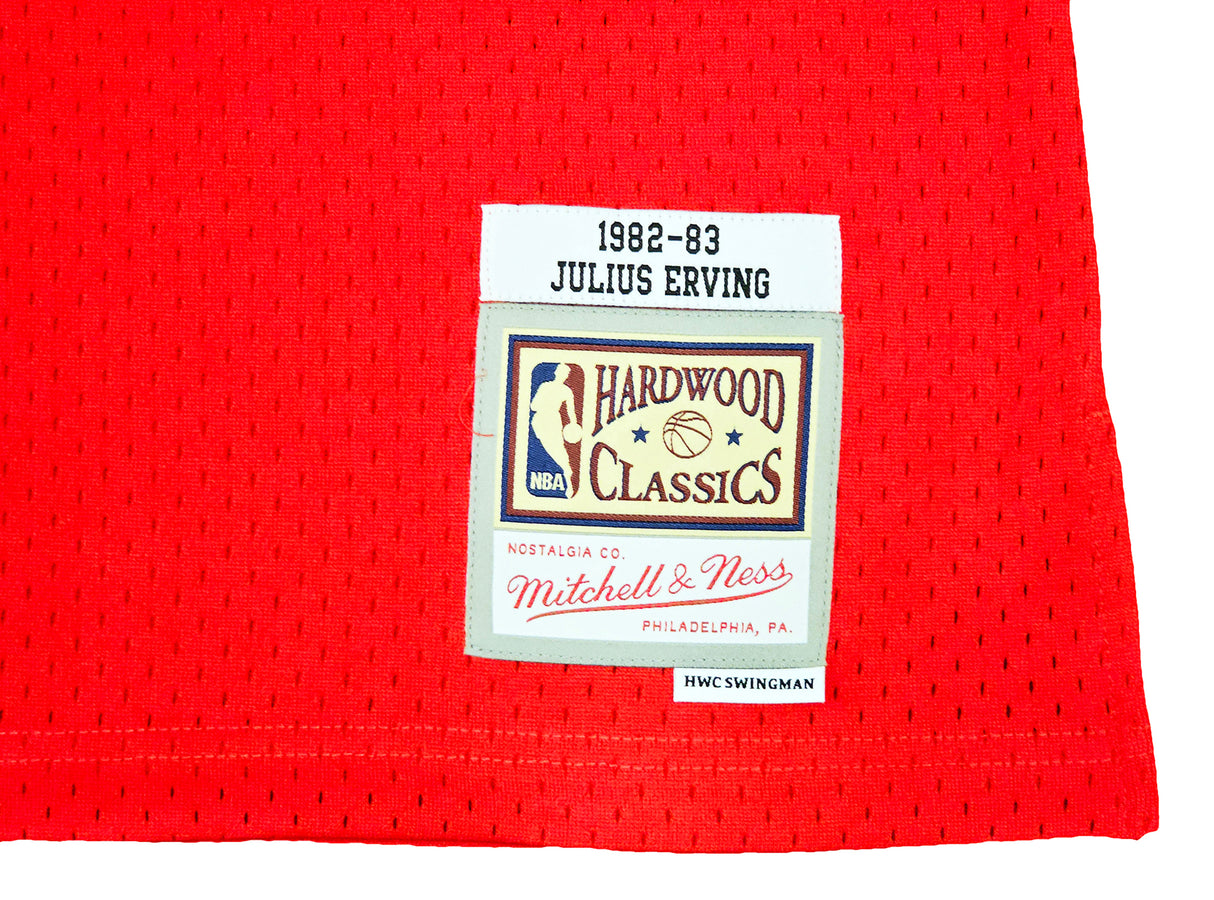 Philadelphia 76ers Julius "Dr. J" Erving Autographed Red Authentic Mitchell & Ness 1982-83 HWC Swingman Jersey Size XXL Beckett BAS Witness Stock #220408