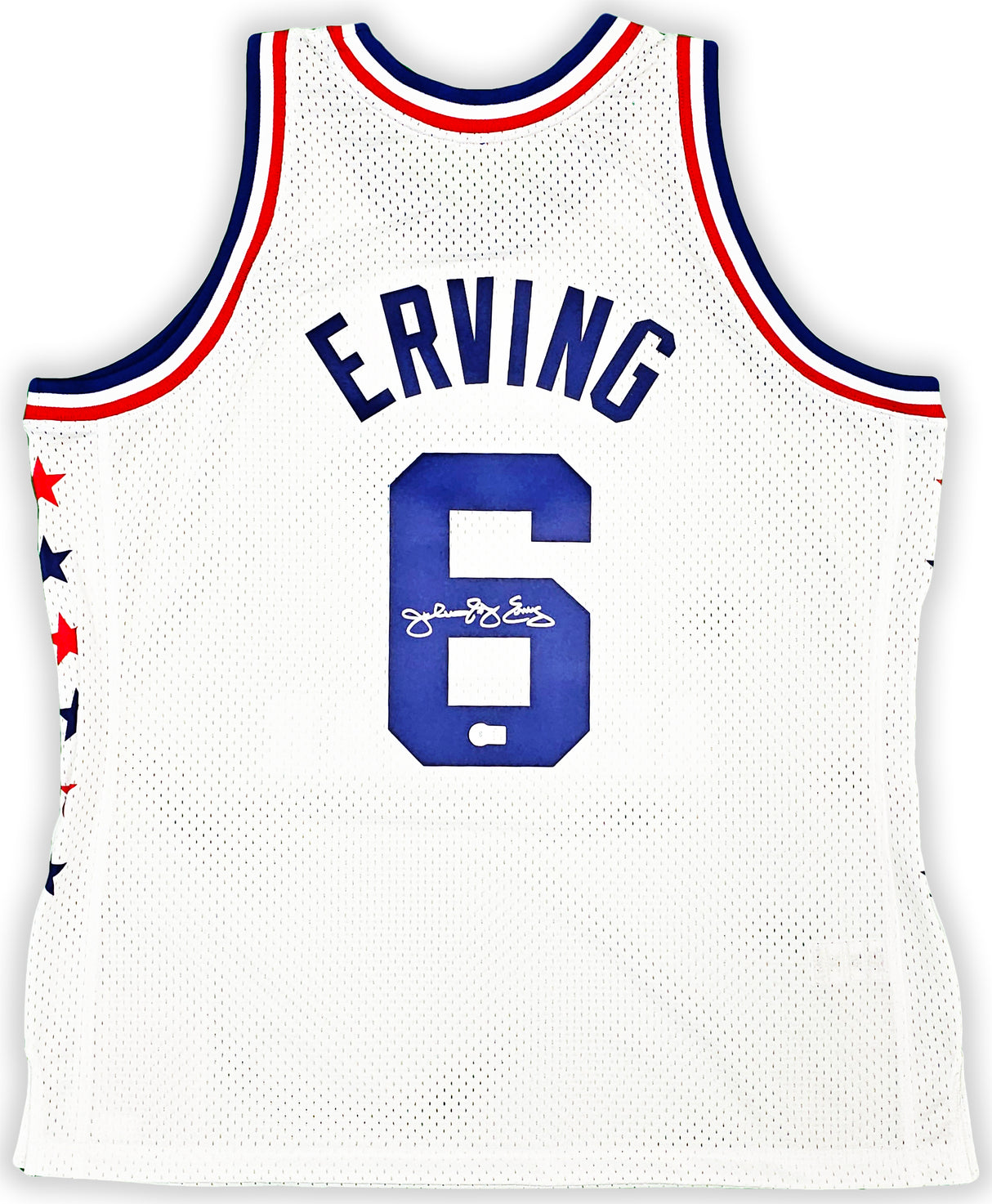 Philadelphia 76ers Julius "Dr. J" Erving Autographed White Authentic Mitchell & Ness 2-10-1985 HWC Swingman All Star Jersey Size XXL Beckett BAS Witness Stock #220410