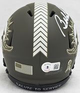 Bob Griese Autographed Miami Dolphins Salute to Service Army Green Speed Mini Helmet Beckett BAS Witness Stock #220466