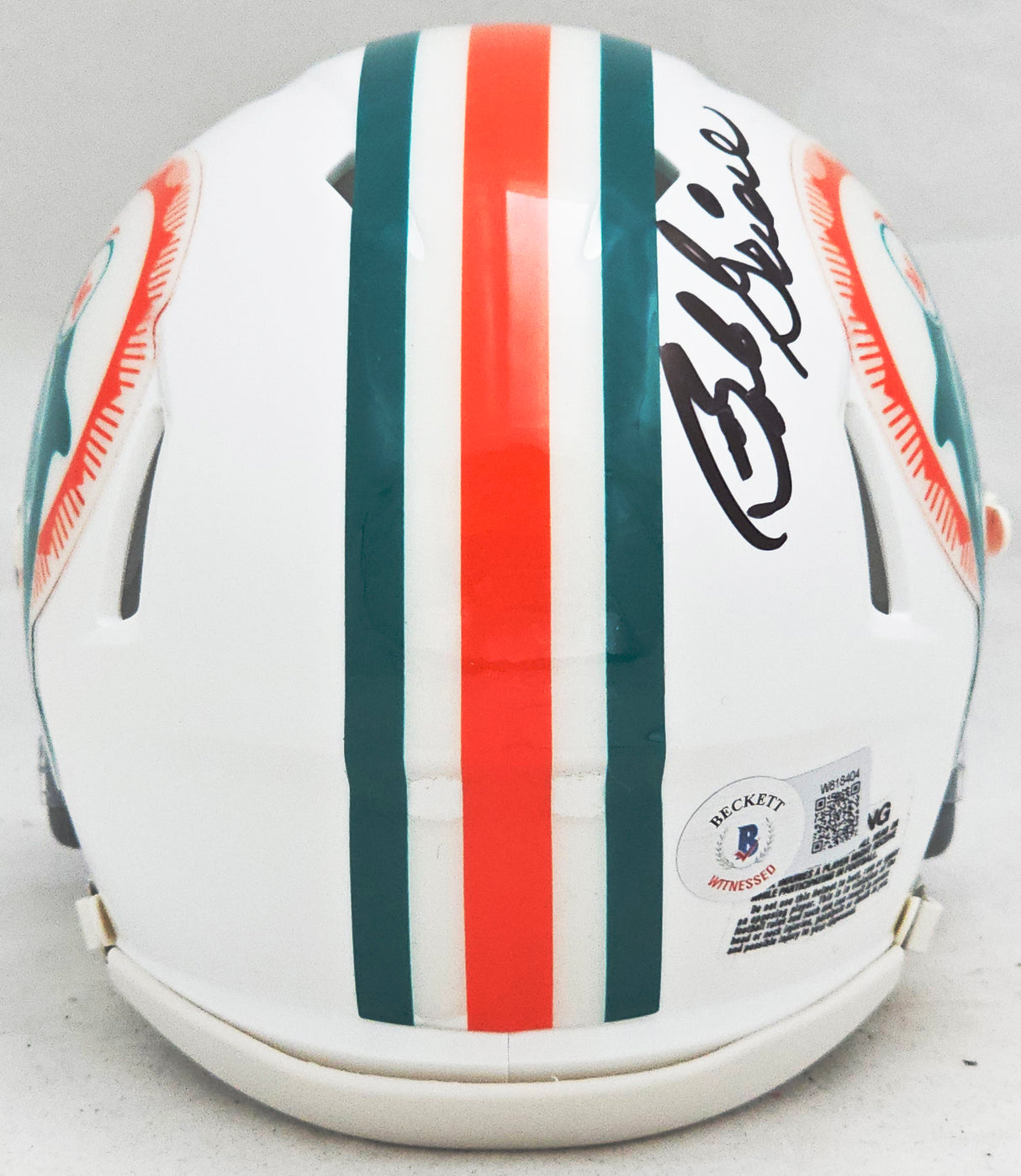 Bob Griese Autographed 1972 Miami Dolphins Throwback White Speed Mini Helmet Beckett BAS Witness Stock #220467