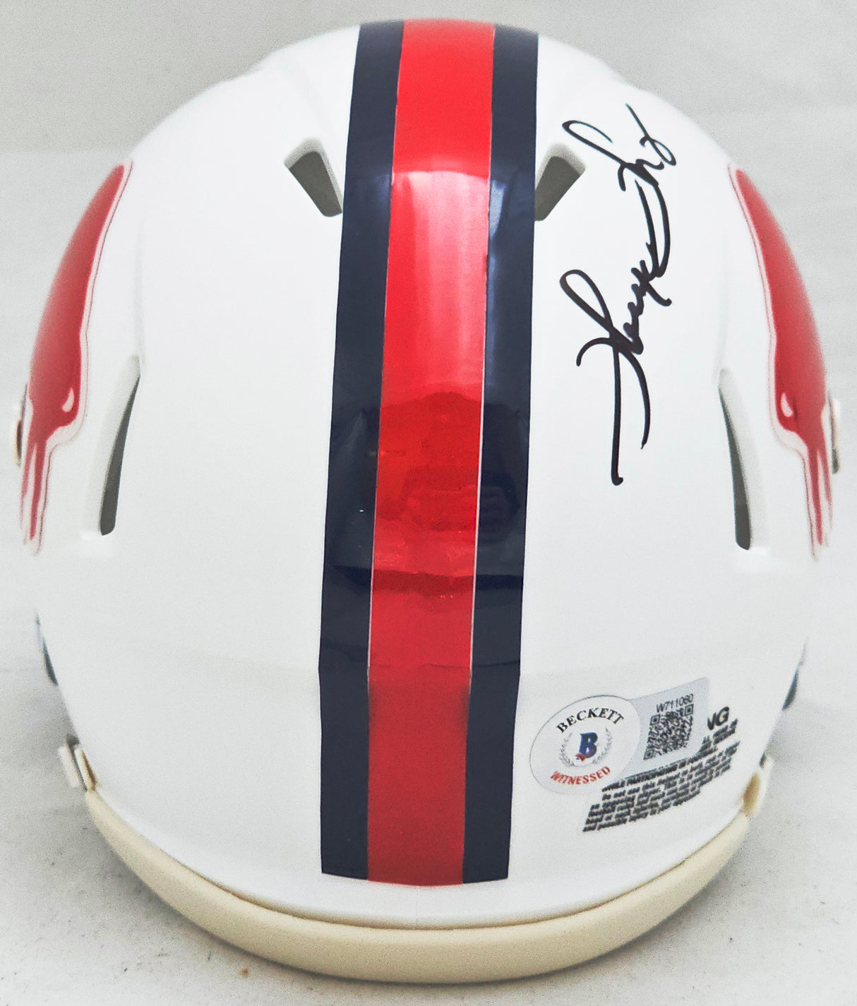 Thurman Thomas Autographed 65-73 Buffalo Bills Throwback White Speed Mini Helmet Beckett BAS Witness Stock #220472
