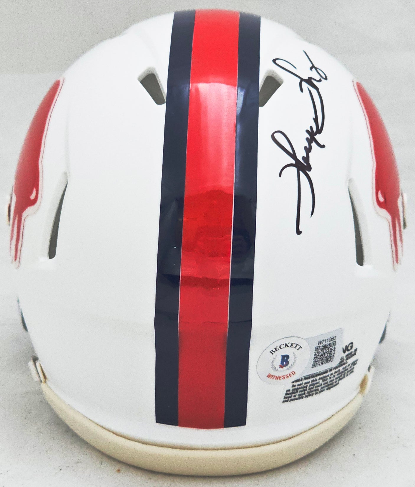 Thurman Thomas Autographed 65-73 Buffalo Bills Throwback White Speed Mini Helmet Beckett BAS Witness Stock #220472