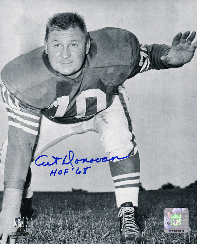 Art Donovan Signed Colts B&W 3-Pt Stance Pose 8x10 Photo w/HOF'68