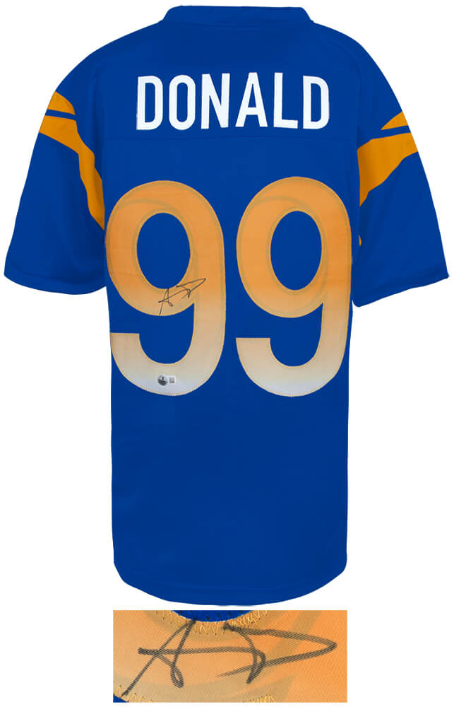 Aaron Donald Signed Blue Custom Football Jersey - (Beckett COA)