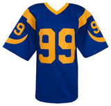 Aaron Donald Signed Blue Throwback Custom Embroidered Stat Football Jersey - (Beckett)