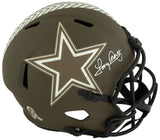 Tony Dorsett Signed Dallas Cowboys Salute to Service Riddell Full Size Speed Replica Helmet