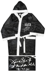 James Buster Douglas Signed Title Black Boxing Robe w/I Beat Iron Mike 2-11-90
