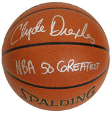 Clyde Drexler Signed Spalding NBA Indoor/Outdoor Basketball w/NBA 50 Greatest