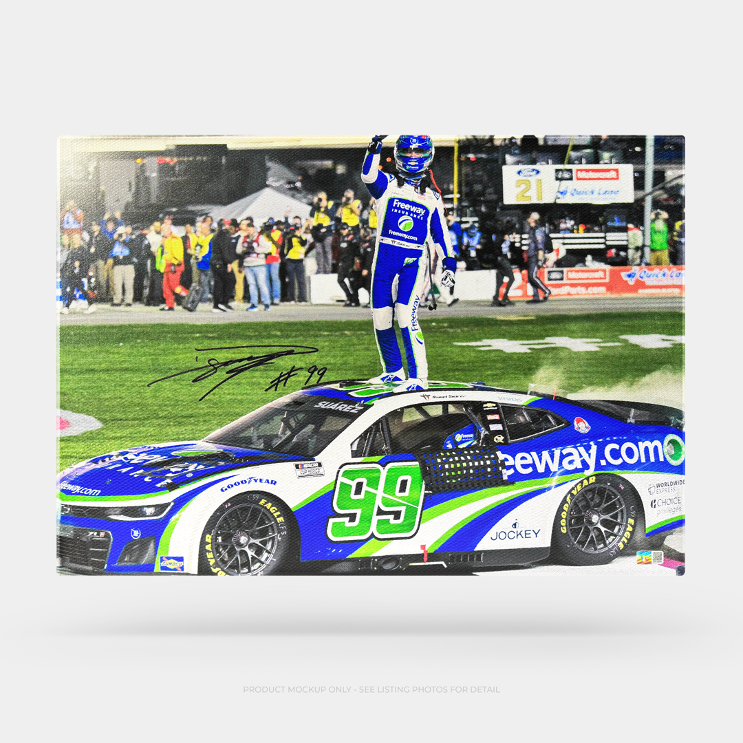 Daniel Suárez Signed NASCAR 2024 Atlanta Win Celebration 20x32 Gallery Wrapped Photo on SpeedCanvas (Suárez COA)