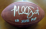 Malcolm Smith Autographed Super Bowl Leather Football Seattle Seahawks "SB XLVIII MVP" MCS Holo Stock #72383