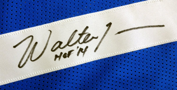 Seattle Seahawks Walter Jones Autographed Blue Jersey "HOF '14" MCS Holo Stock #72404