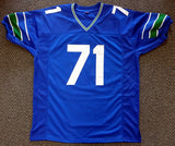 Seattle Seahawks Walter Jones Autographed Blue Jersey "HOF '14" MCS Holo Stock #72404