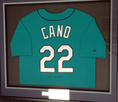 Seattle Mariners Robinson Cano Autographed Framed Teal Majestic Jersey PSA/DNA ITP Stock #94213