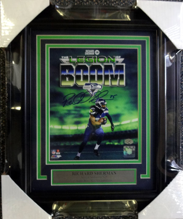 Richard Sherman Autographed Framed 8x10 Photo Seattle Seahawks RS Holo Stock #90585