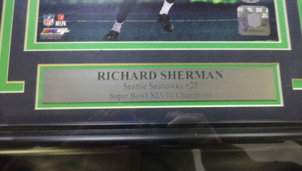 Richard Sherman Autographed Framed 8x10 Photo Seattle Seahawks RS Holo Stock #90585