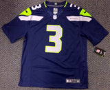 Seattle Seahawks Russell Wilson Autographed Blue Nike Twill Jersey Size L RW Holo Stock #71430