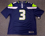 Seattle Seahawks Russell Wilson Autographed Blue Nike Twill Jersey Size XXL RW Holo Stock #71432