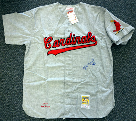St. Louis Cardinals Stan Musial Autographed Gray Mitchell & Ness Jersey "HOF 69" Size 52 PSA/DNA Stock #72999