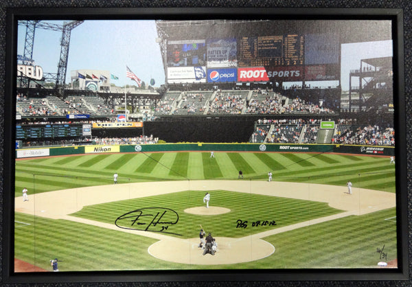 Felix Hernandez Autographed Framed 20x30 Canvas Photo Seattle Mariners "PG 8-15-12" #/34 MCS Holo Stock #94467