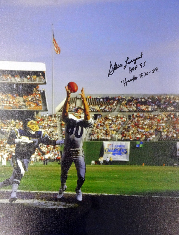 Steve Largent Autographed Framed 20x24 Canvas Photo Seattle Seahawks "HOF 95 & Hawks 1976-89" #/80 PSA/DNA Stock #94474