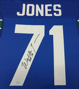 Seattle Seahawks Walter Jones Autographed Framed Blue Jersey MCS Holo Stock #90485