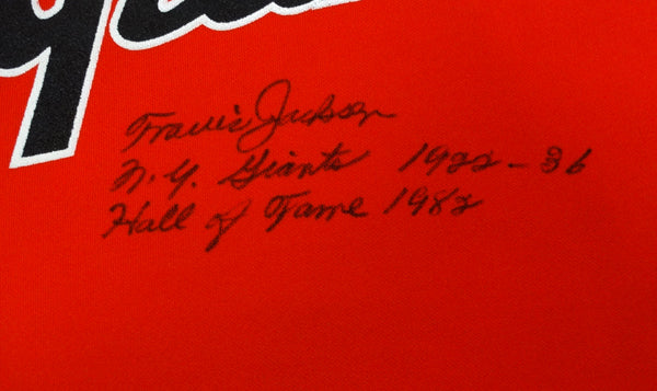 New York Giants Travis Jackson Autographed Red Jersey "NY Giants 1922-36, Hall Of Fame 1982" PSA/DNA #W07958