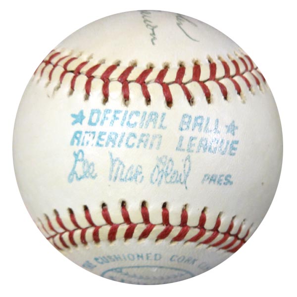 Hank Aaron & Others Autographed Official AL Baseball "Best Wishes" Vintage PSA/DNA #W05048