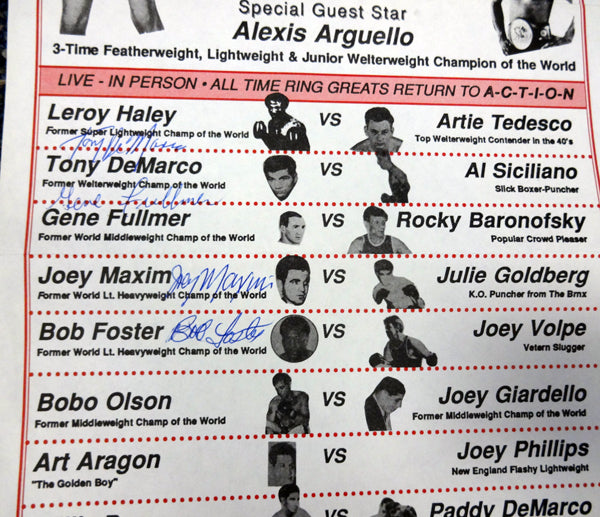 Boxing Greats Autographed 9x16 Program With 9 Total Signatures Including Willie Pep, Gene Fullmer & Joey Maxim PSA/DNA #S50834