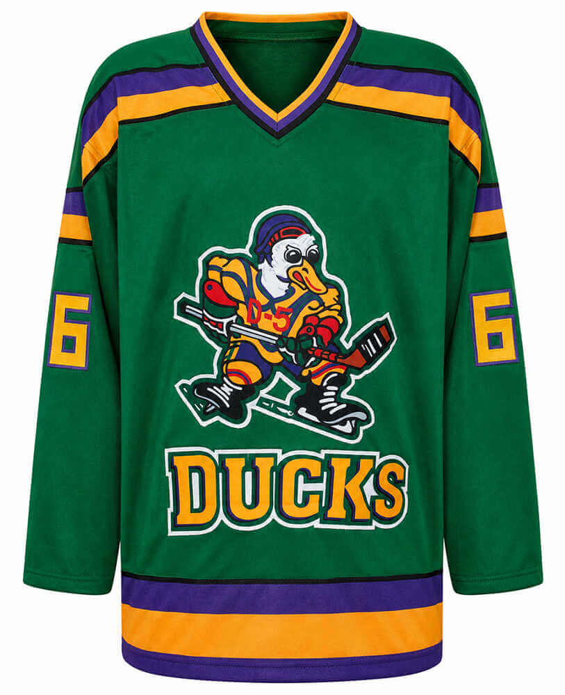 The Mighty Ducks Cast Signed Bombay #66 Green Custom Hockey Jersey (Emilio Estevez + 7 Signatures - w/Character Names)