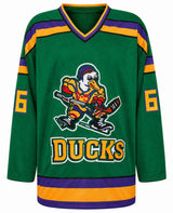 The Mighty Ducks Cast Signed Bombay #66 Green Custom Hockey Jersey (Emilio Estevez + 7 Signatures - w/Character Names)