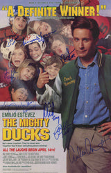 The Mighty Ducks Cast Signed 11x17 The Mighty Ducks Movie Poster (Emilio Estevez + 7 Signatures - w/Character Names)