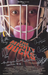 The Mighty Ducks Cast Signed 11x17 The Migty Ducks (Goldberg Image) Movie Poster (7 Signatures - w/Character Names)