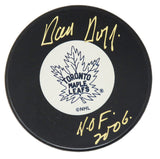 Dick Duff Signed Maple Leafs T/B Logo Hockey Puck w/HOF 2006