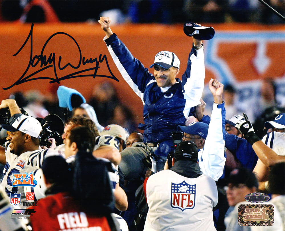 Tony Dungy Signed Indianapolis Colts Super Bowl XLI Carried Off Field 8x10 Photo