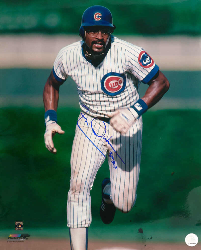Leon Durham Signed Chicago Cubs Running Bases Action 16x20 Photo w/Bull