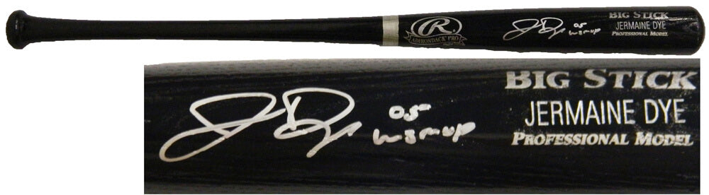 Jermaine Dye Signed Big Stick Black Name-Engraved Bat w/05 WS MVP