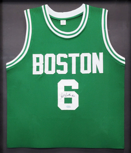 Boston Celtics Bill Russell Autographed Framed Green Jersey JSA Stock #206951
