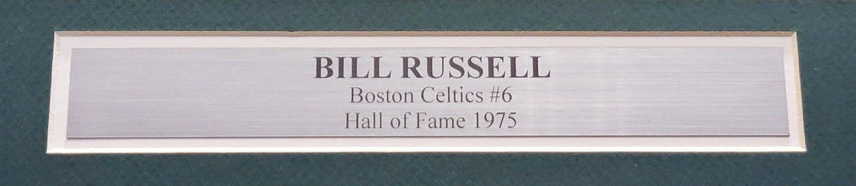 Boston Celtics Bill Russell Autographed Framed Green Jersey JSA Stock #206951