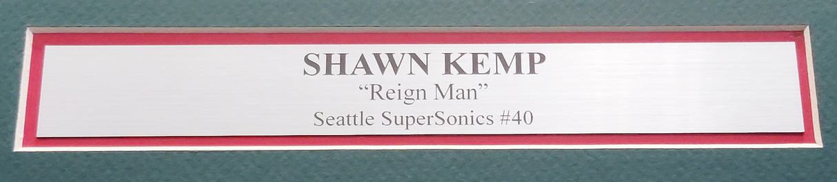Seattle Supersonics Shawn Kemp Autographed Framed Green & Red Jersey MCS Holo Stock #206944