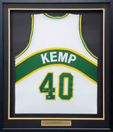 Seattle Supersonics Shawn Kemp Autographed Framed White Jersey MCS Holo Stock #206942