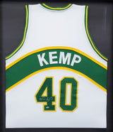 Seattle Supersonics Shawn Kemp Autographed Framed White Jersey MCS Holo Stock #206942