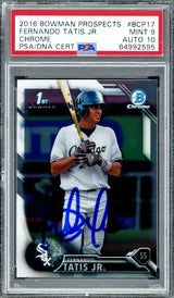 Fernando Tatis Jr. Autographed 2016 Bowman Chrome Rookie Card #BCP17 San Diego Padres PSA 9 Auto Grade Gem Mint 10 PSA/DNA #64992595