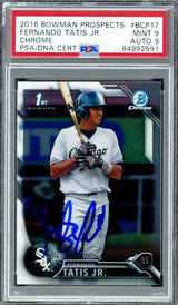 Fernando Tatis Jr. Autographed 2016 Bowman Chrome Rookie Card #BCP17 San Diego Padres PSA 9 Auto Grade Mint 9 PSA/DNA #64992591