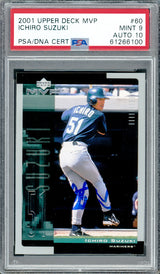 Ichiro Suzuki Autographed 2001 Upper Deck MVP Rookie Card #60 Seattle Mariners PSA 9 Auto Grade Gem Mint 10 Highest Graded PSA/DNA #61266100