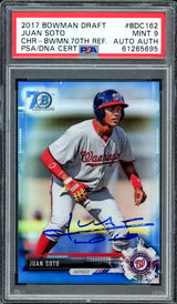 Juan Soto Autographed 2017 Bowman Draft Chrome 70th Refractor Rookie Card #BDC162 New York Mets PSA 9 (Bubbling) #78/200 PSA/DNA #61265695
