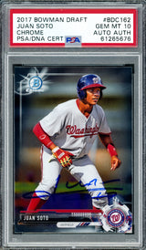 Juan Soto Autographed 2017 Bowman Draft Chrome Rookie Card #BDC162 New York Mets PSA 10 PSA/DNA #61265676